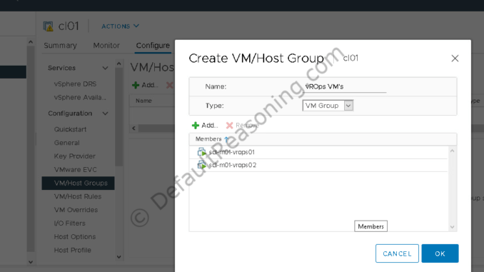 Automated deployment of vRealize Suite in VCF 4.1 - Create VM group