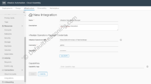automated deployment of vRealize Suite in VCF 4.1 - vRA integration settings